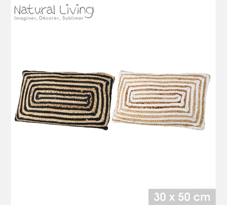 '100% JUTE' COUSSIN TISSE EN JUTE NATUREL 2 COULEURS ASSORTIES 30X50CM