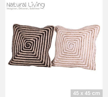 '100% JUTE' COUSSIN TISSE EN JUTE NATUREL 2 COULEURS ASSORTIES 45X45CM
