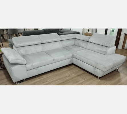 2M Hydra05 Canapé d'angle Milano velours côtelé gris, convertible, grand coffre.
