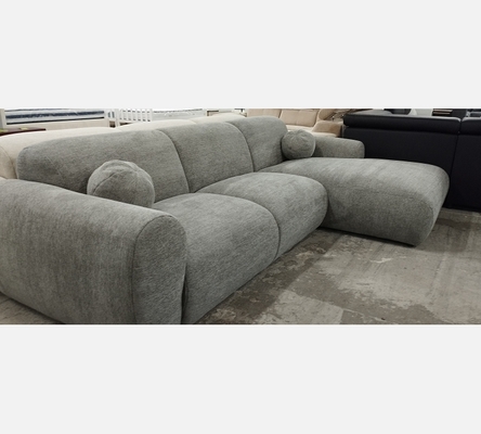 2M Rav07 Canapé d'angle Cloud en tissu gris avec 2 coussins boules.