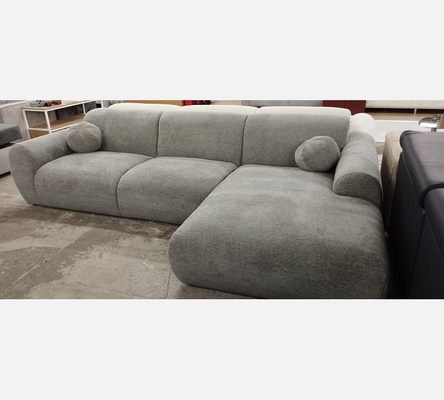 2M Rav07 Canapé d'angle Cloud en tissu gris avec 2 coussins boules.