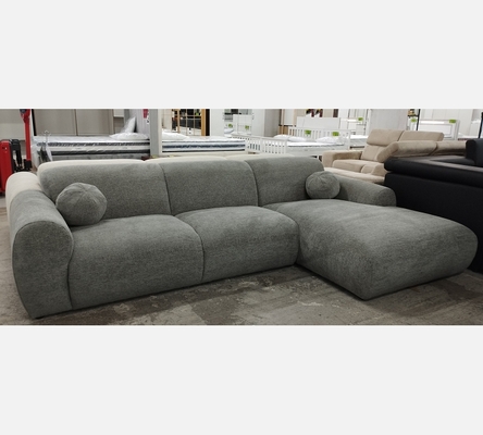 2M Rav07 Canapé d'angle Cloud en tissu gris avec 2 coussins boules.