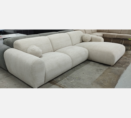 2M Rav24 Canapé d'angle Cloud en tissu beige avec 2 coussins boules.
