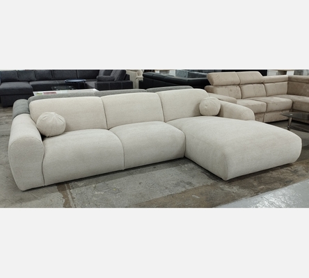 2M Rav24 Canapé d'angle Cloud en tissu beige avec 2 coussins boules.