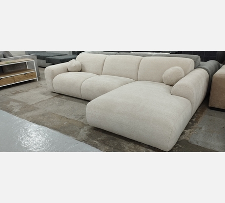 2M Rav24 Canapé d'angle Cloud en tissu beige avec 2 coussins boules.