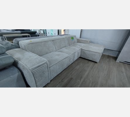 2M Tilia03. Canapé d'angle Cancun velours côtelé large beige.