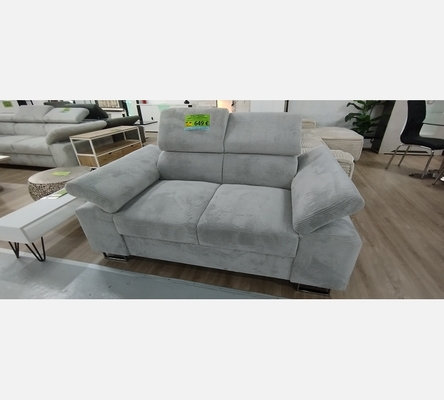 3Pl Hyd05. 3 places Milano velours côtelé gris, têtières et accoudoirs amovibles