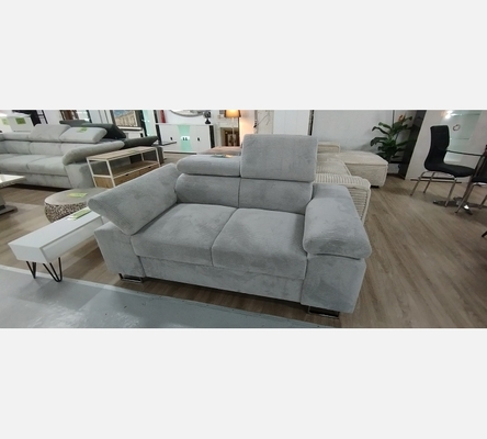 3Pl Hyd05. 3 places Milano velours côtelé gris, têtières et accoudoirs amovibles