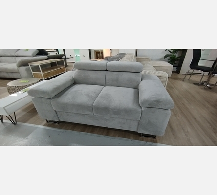 3Pl Hyd05. 3 places Milano velours côtelé gris, têtières et accoudoirs amovibles