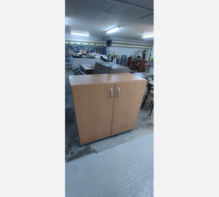 Armoire basse 2 portes bois/métal sans clé.