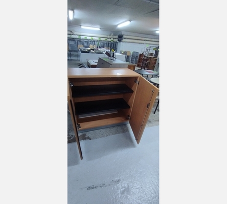 Armoire basse 2 portes bois/métal sans clé.