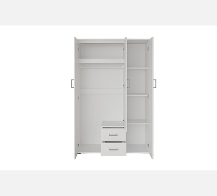 Armoire Marc blanche, 3 portes et 2 tiroirs.