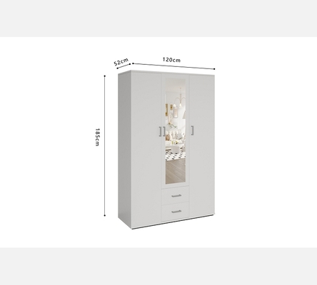 Armoire Marc blanche, 3 portes et 2 tiroirs.