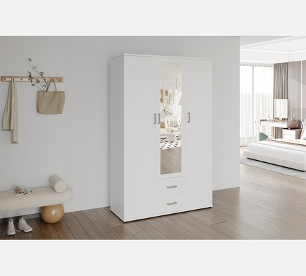 Armoire Marc blanche, 3 portes et 2 tiroirs.