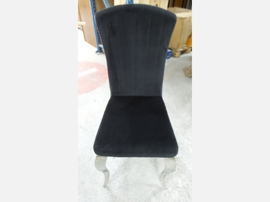 AVN Lot de 2 chaises Louis argent Velours Noir.