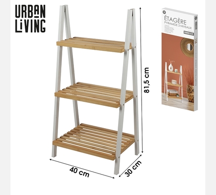 'BAMBOU & CO' ETAGERE PYRAMIDE 3 NIVEAUX 40X30XH81,5CM