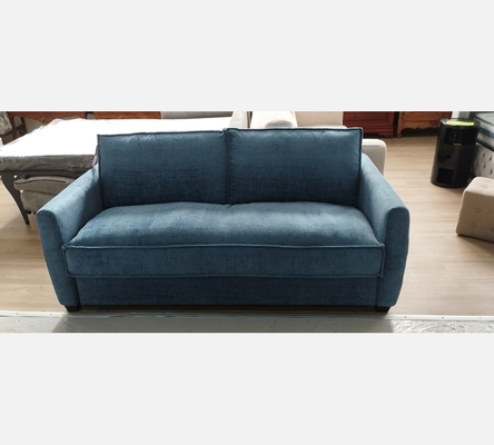 Beyonce15 Canapé convertible Marco en tissu bleu, véritable matelas 140/190 cm.