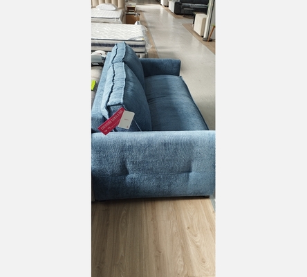 Beyonce15 Canapé convertible Marco en tissu bleu, véritable matelas 140/190 cm.