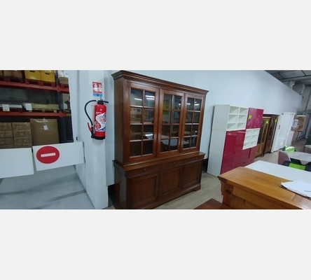 Bibliothèque 2 corps en merisier style Louis Philippe, 6 portes.