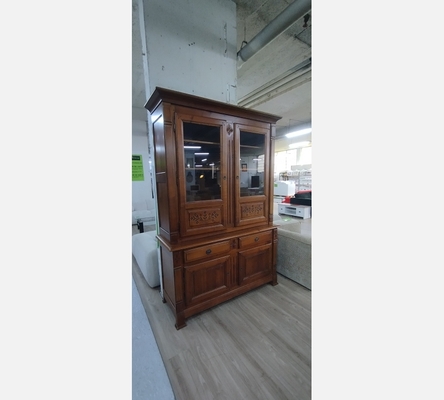 Bibliothèque buffet 2 corps en merisier massif.