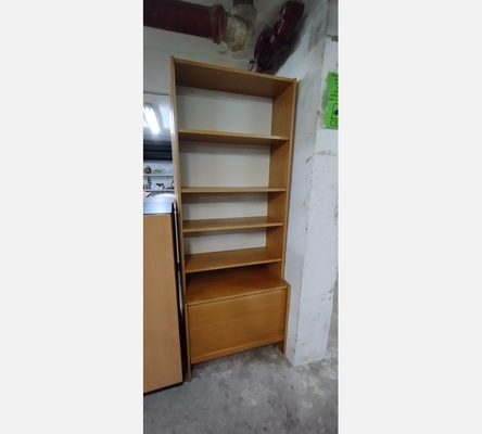 Bibliothèque en 2 parties avec 1 partie classeur à rideaux.