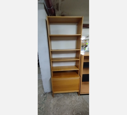 Bibliothèque en 2 parties avec 1 partie classeur à rideaux.