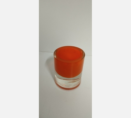 Bougeoir en verre lourd orange