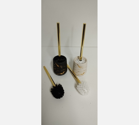 Brosse WC en céramique doré blanche ou noire.