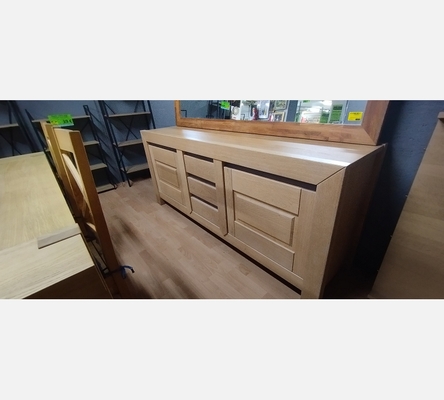 Buffet bas 2 portes 3 tiroirs en Chêne massif