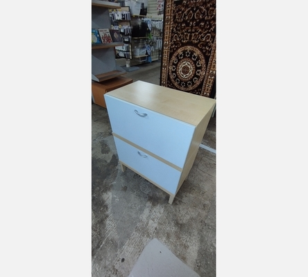 Buffet  teinte chêne clair et vert ,2 portes.