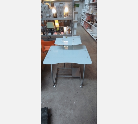 Bureau double plateaux en verre.