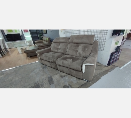 Canapé 3 places taupe et blanc  électrique.