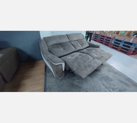Canapé 3 places taupe et blanc  électrique.