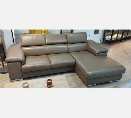 Canape d'angle en cuir marron