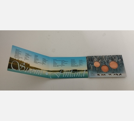 Coffret commératif de pièces de 1, 2 et 5 centimes finlandais.