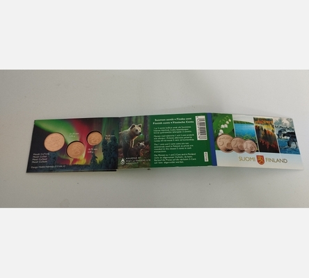 Coffret commératif de pièces de 1, 2 et 5 centimes finlandais.