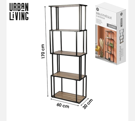 'COLORADO' BIBLIOTHEQUE 5 NIVEAUX DESIGN DESTRUCTURE 60X30XH170CM