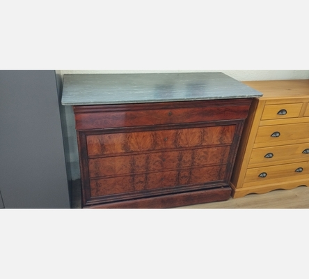 Commode secrétaire Louis Philippe, dessus marbre, 5 tiroirs