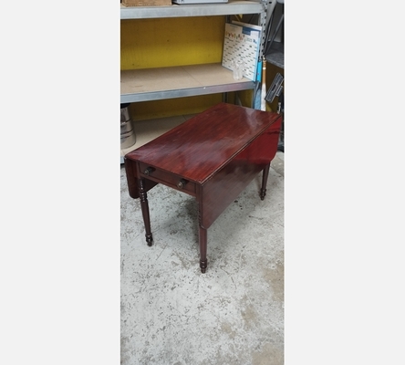 Console table d'appoint ancienne en acajou, 2 abattants, 1 tiroir.