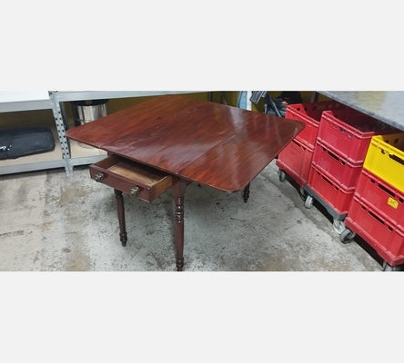 Console table d'appoint ancienne en acajou, 2 abattants, 1 tiroir.