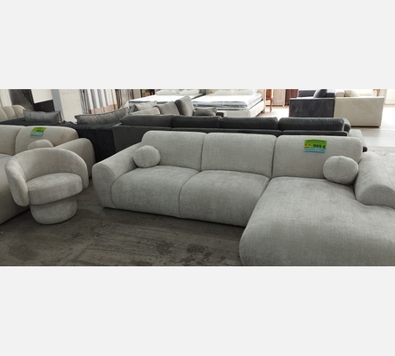 Crem02 Fauteuil rotatif Nestor en tissu beige.