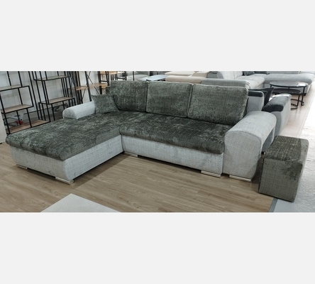 Crem93/81. Angle Emma convertible réversible coffre pouf tissu gris foncé/clair