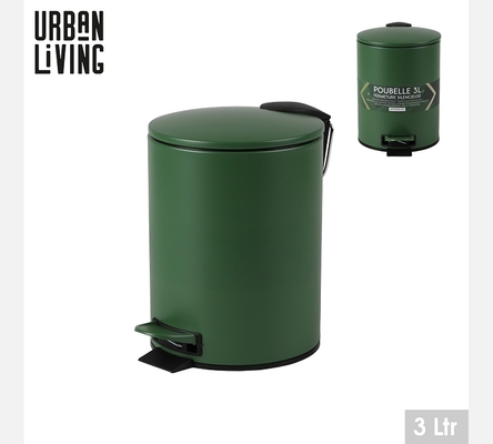 'DARK LEAF' POUBELLE SDB 3L AVEC PEDALE ET FERMETURE SILENCIEUSE D17XH23CM