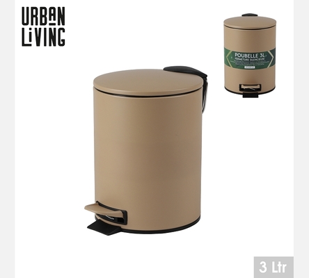 'DESERT' POUBELLE SDB 3L AVEC PEDALE ET FERMETURE SILENCIEUSE D17XH23CM