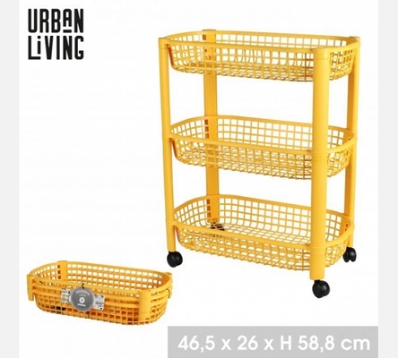 Desserte de cuisine Jaune 3 niveaux. 46,5X26XH58,8CM