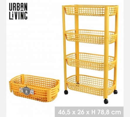 Desserte de cuisine Jaune 4 niveaux. 46,5X26XH78,8CM