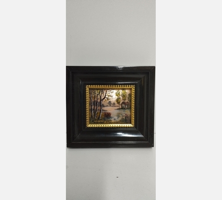 Email miniature d'un rivage signé P. Bonnet. Meilleur ouvrier de France. Limoges