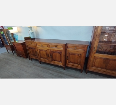 Enfilade en merisier style Louis XVI, 4 portes, 4 tiroirs.
