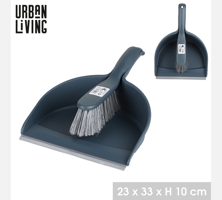 Ensemble pelle et balayette bleu.