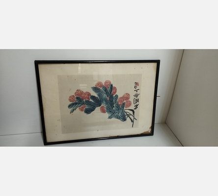 Estampe japonaise ancienne dans cadre noir